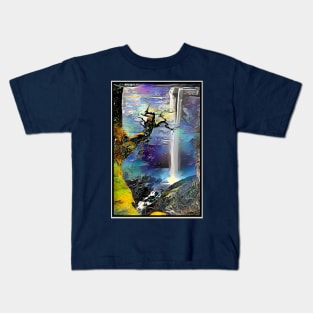 Moonlight Waterfall. Fantasy Landscape Kids T-Shirt